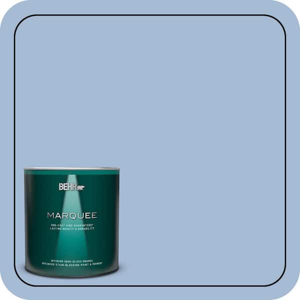 BEHR MARQUEE 1 qt. #M530-3 Perennial Blue One-Coat Hide Semi-Gloss Enamel Interior Paint & Primer