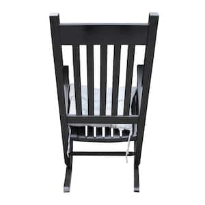 Black Populus Wood Outdoor Rocking Chair Porch Rocker Armchair with High Back for Fire Pit for Patio Deck Garden Indoor