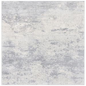Brentwood Gray/Ivory 7 ft. x 7 ft. Square Abstract Area Rug