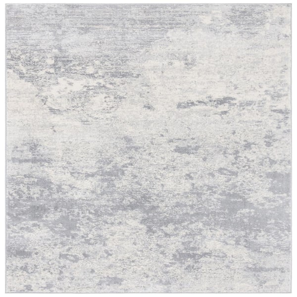 Brentwood 8 ft. x 8 ft. Square Gray/Ivory Abstract Area Rug