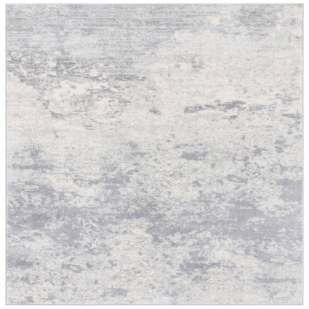 Elegant Brentwood 9' Square Grey/Ivory Abstract Area Rug