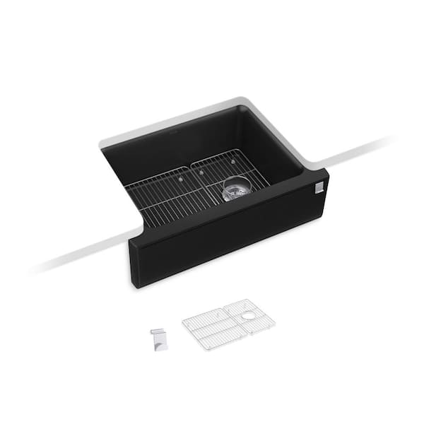 KOHLER Cairn Matte Black Granite Composite 29.6875 in. Single Bowl Undermount Kitchen Sink