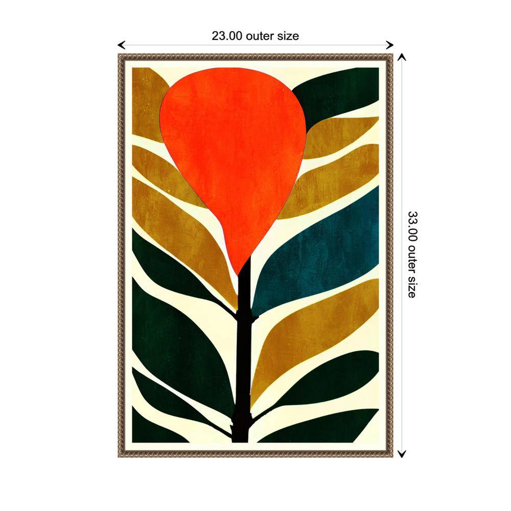 23"x33" Abstract Flower No.3 Canvas Wall Art with Bronze Frame