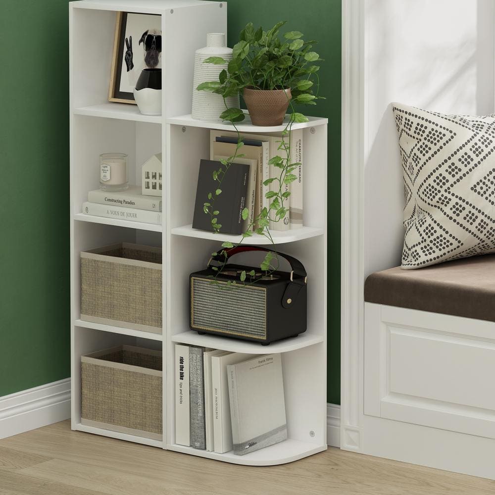 Compact White 3-Tier Corner Stackable Shelf for Small Spaces