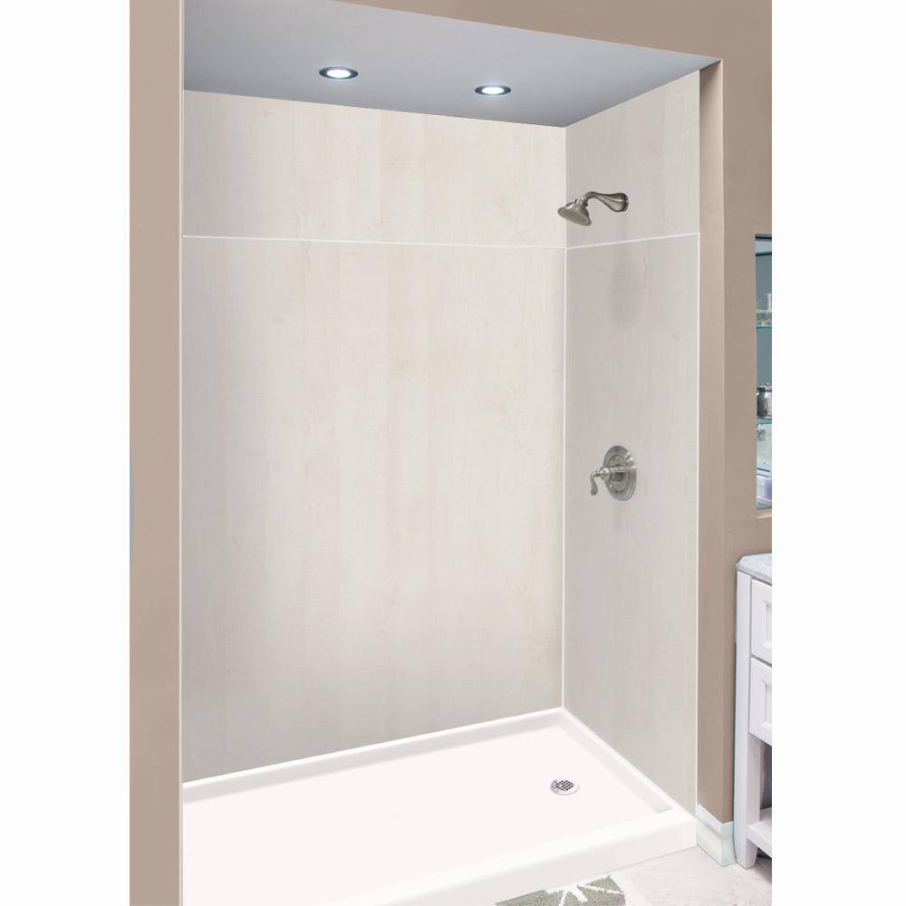 Bleached Oak 60'' x 36'' x 96'' Composite Solid Surface Shower Wall Kit