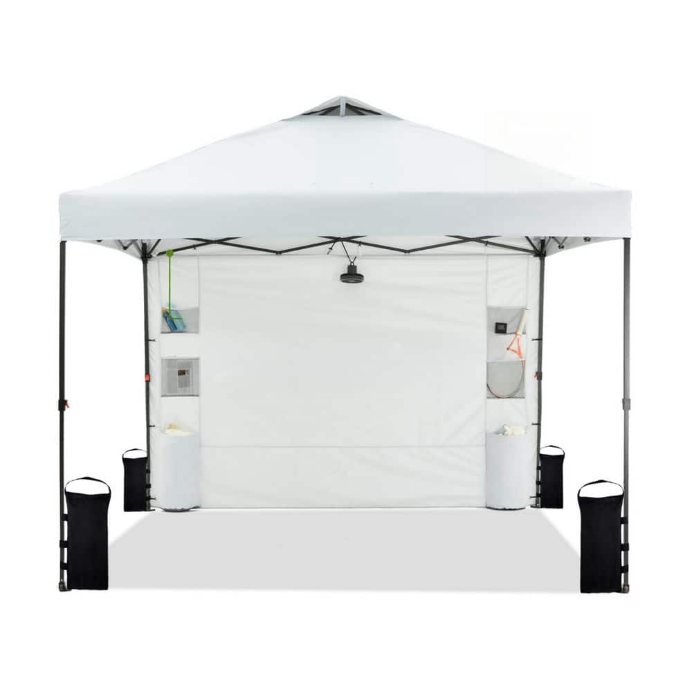 10 ft. x10 ft. Pop-Up Canopy Tent with Sidewall 6 Pockets 1-Push Setup Vented Roof 8 Stakes, 4 Ropes, 4 Sandbags (White) price history on PriceWatchPro