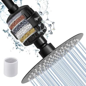 8 in. 15-Stage Shower Head Filter, High Pressure Filtered Showerhead for Hard Water, 1 Filter Cartridge in Black