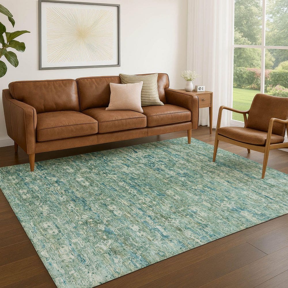 Chantille Machine Washable Indoor/Outdoor Abstract ACN2324 Teal 8 ft. x 10 ft. Area Rug price history on PriceWatchPro