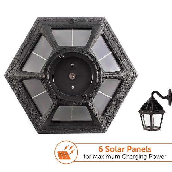 GAMA SONIC Polaris 2-Light Black Aluminum Solar Warm White LED