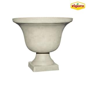 17.8 in. Elise Large White Textured Resin Urn Planter (17.8 in. D x 15 in. H) with Drainage Hole