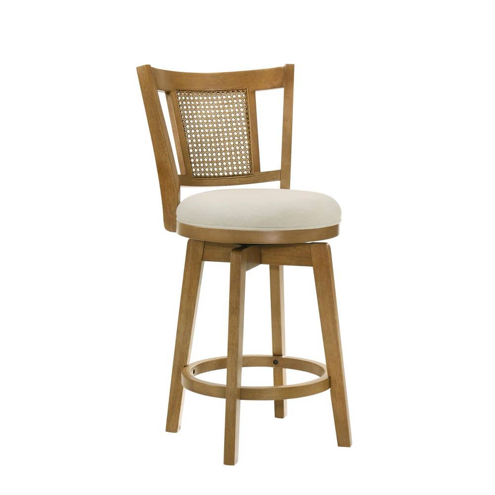 Isla 43.5 in. H Bar Height Ivory Low Back Wood Bar Stool with Fabric Seat price history on PriceWatchPro