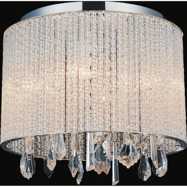 CWI Lighting Benson 4 Light Drum Shade Flush Mount With Chrome Finish