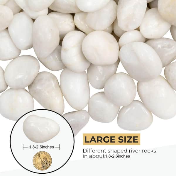 White 38lbs Polished River Rocks-1-3"Large Polished River Rocks for Landscaping, Gardens, Plants Pots, Vases, Crafts