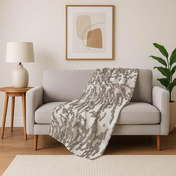 Premium Machine Washable ASB873 Taupe 50 in. x 70 in. Sherpa Throw Blanket