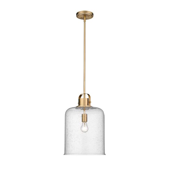 Unbranded Kinsley 12 in. 1-Light Globe Pendant Heirloom Gold with Clear Seeded Glass Shade