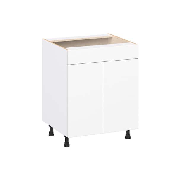 Timberline 27 in. W x 24 in. D x 34.5 in. H Assembled Slab Sink Base Kitchen Cabinet in Bright White with Falsefront