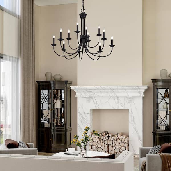 Livex Lighting Estate 12-Light Black Chandelier 42680-04 - The