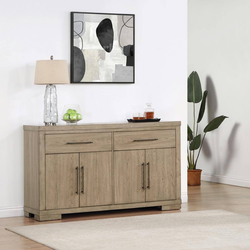 Napa Weathered Sand 2-Drawer Server with Adjustable Shelves