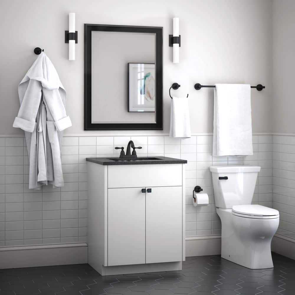 Matte Black 24" Wall Mounted Towel Bar
