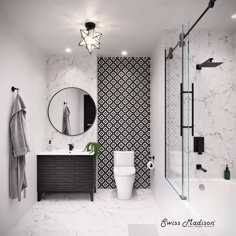Glossy White Elongated Dual Flush One-Piece Toilet
