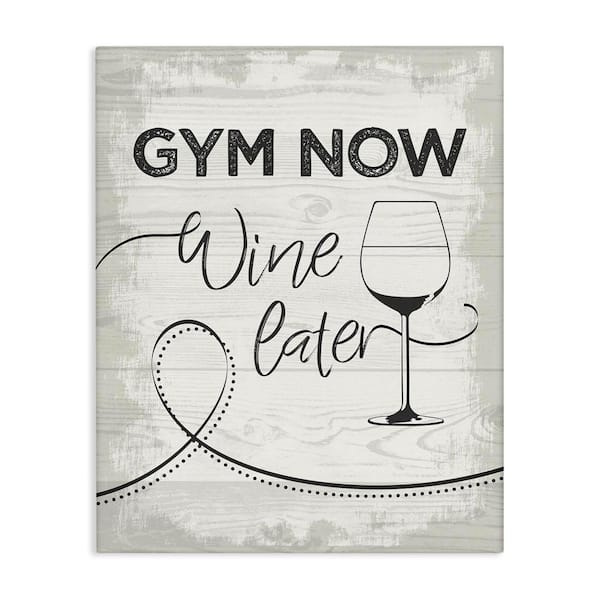 Stupell Industries Gym Now Wine Later by Jennifer Ellory Unframed Food Graphic Art Print 48 in. x 36 in.