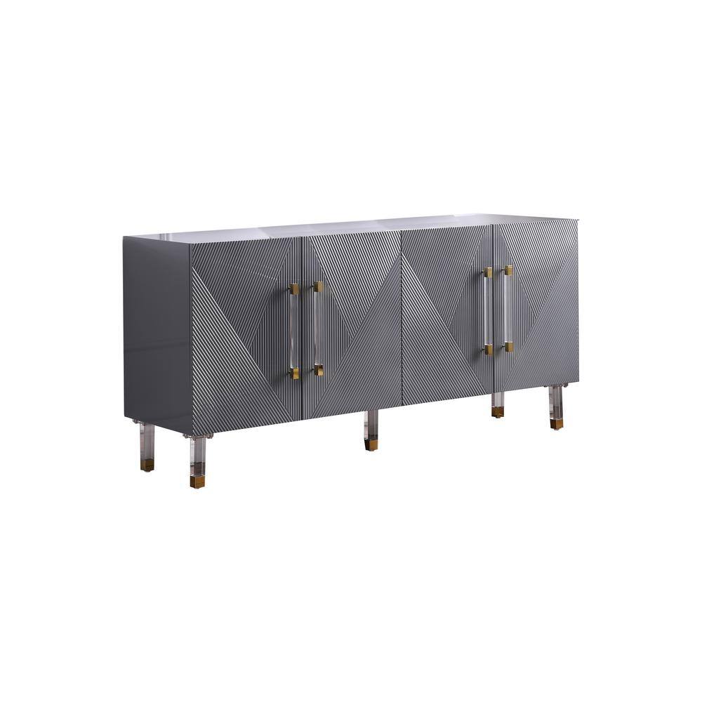 Fenella 65" Gray and Gold Modern Wood Sideboard
