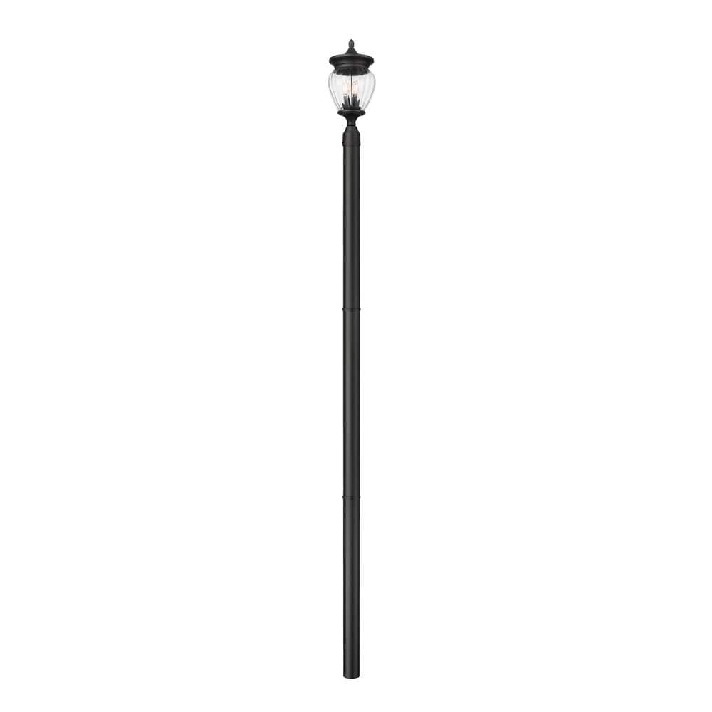 Davina 3-Light Black Aluminum Hardwired Outdoor Marine Grade Post Light Set