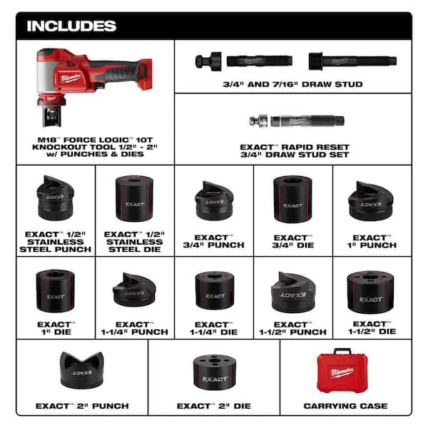 M18 18V Lithium-Ion Cordless FORCE LOGIC 1/2 in.-2 in. 10 Ton Knockout Tool