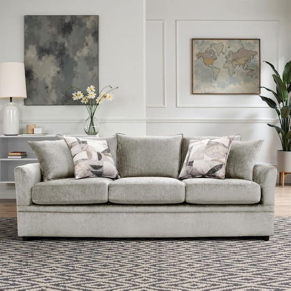 New Classic Furniture Sylvie 80.5 in. Flared Arm Polyester Removable Cushion Sofa in Light Gray