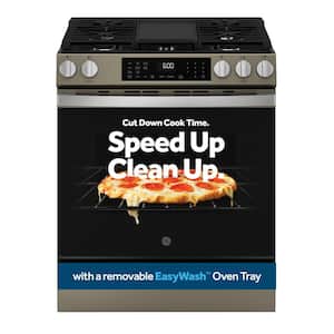 30 in. 5-Burners Slide-In Smart Gas Convection Range in Slate with EasyWash Oven Tray And No-Preheat Air Fry