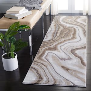 Craft Gold/Gray 2 ft. x 12 ft. Marbled Abstract Runner Rug