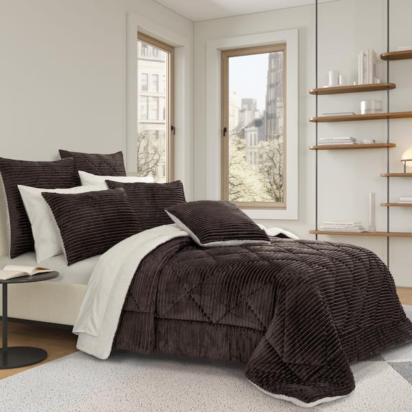 Unbranded Emmett Mocha Polyester Full/Queen 3-Pieces Comforter Set