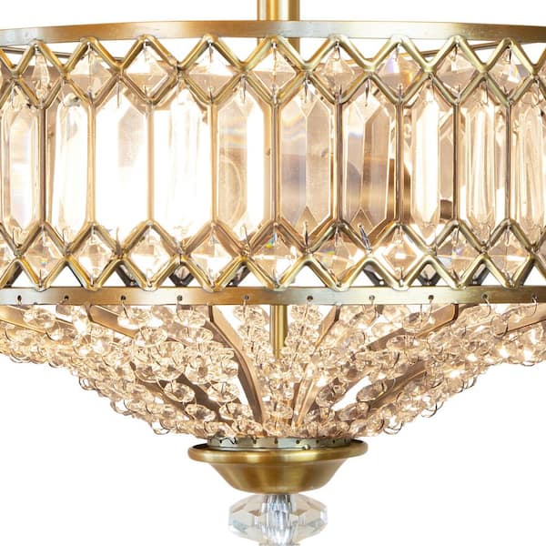 River Of Goods 14 75 In 2 Light Gold Semi Flush Mount With Tiered Jeweled Glass 19600 2 Light Gold Semi Flush Mount, Chandelier Style Tiered Semi Flush Mount