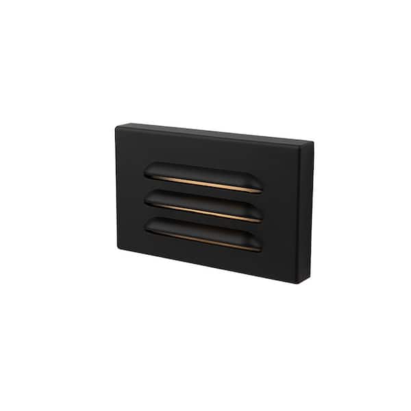 WAC LANDSCAPE Horizontal 5 in. Surface Louvered Step Light Low-Voltage Integrated LED 12-Volt Black on Aluminum Alloy 3000K