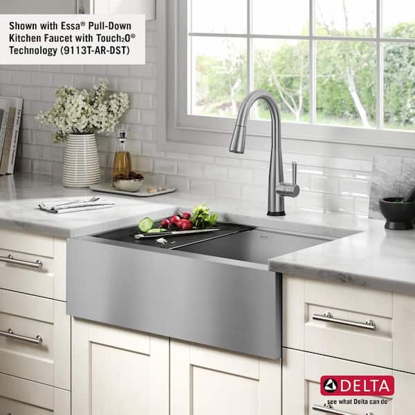 Delta Rivet 16 Gauge Stainless Steel 30 in. Single Bowl Undermount Workstation Kitchen Sink with Accessories, Silver