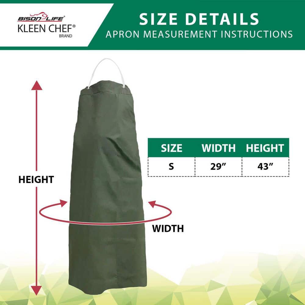 Green Adjustable Waterproof Vinyl Bib Apron, Small