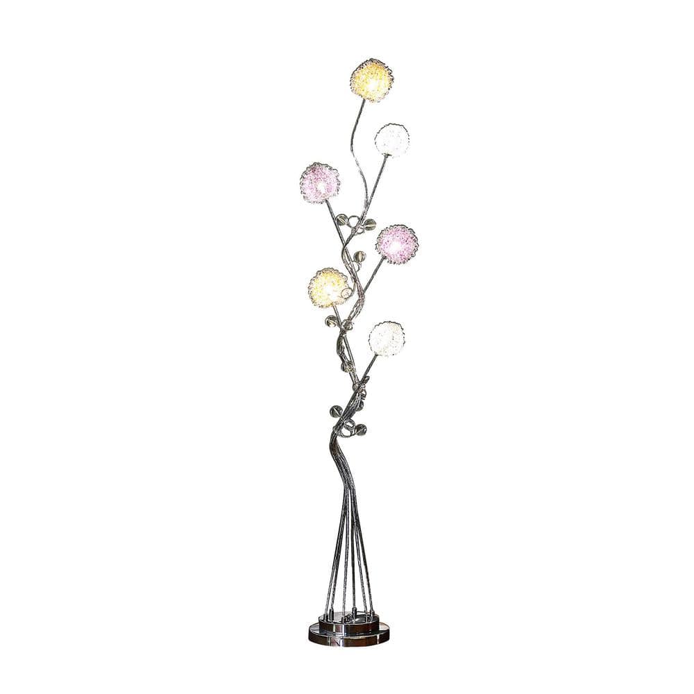 Zeus 58.5" Silver Aluminum Floral LED Floor Lamp