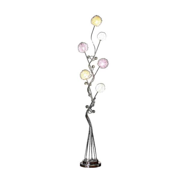 Ore International 58 5 In Silver, Black And Silver Flower Floor Lamp