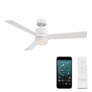 Axis 52 in. Smart Indoor/Outdoor 3-Blade Ceiling Fan Matte White with 3000K LED and Remote Control