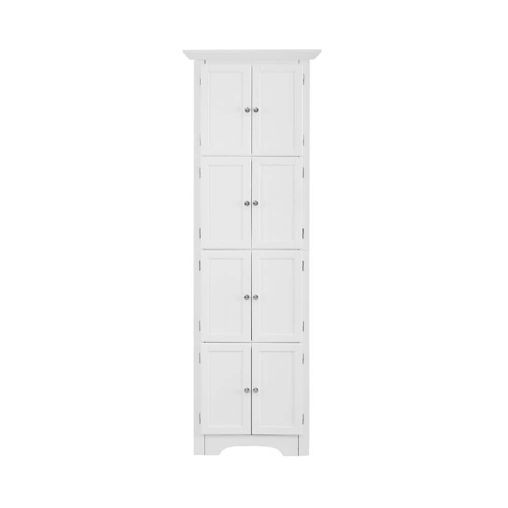 24.25 in. W x 12.25 in. D x 72 in. H White Linen Cabinet with Doors and 4 S