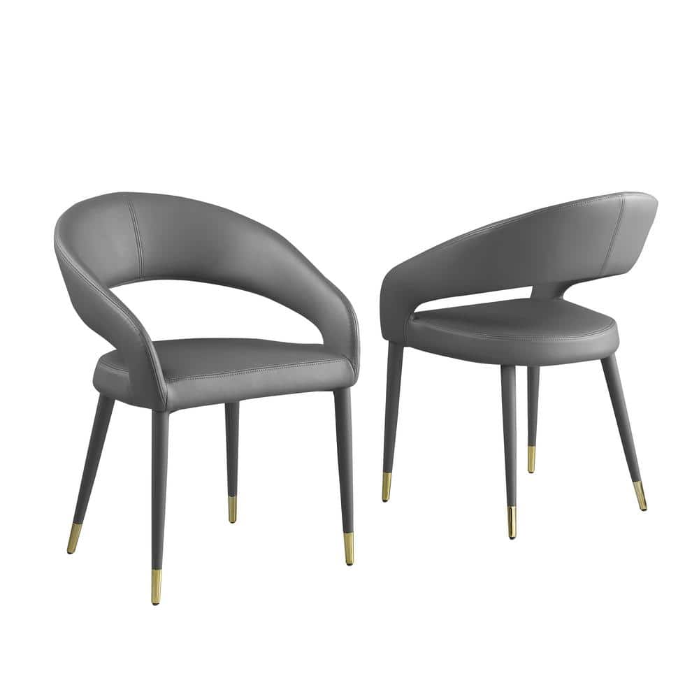 Best Master Furniture Jacques 32 in. H Faux Leather Gray Dining Chairs