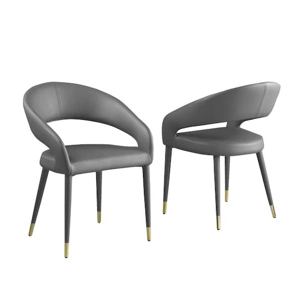 Best Master Furniture Jacques 32 in. H Faux Leather Gray Dining Chairs (Set of 2)
