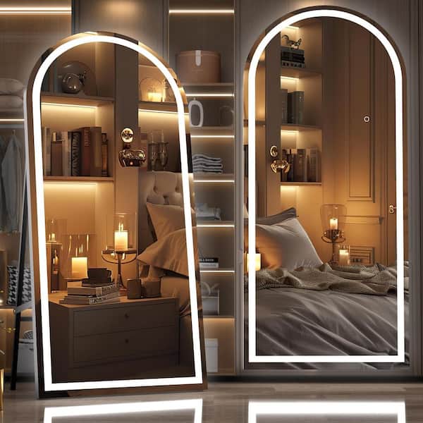 Mahalo1227です✨ Vosuja 36 in. W x 83 in. H Black Frame Arch LED Full-Length