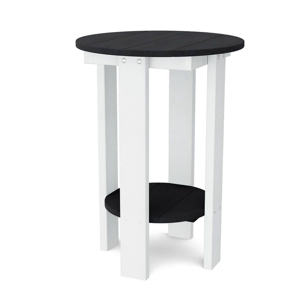 Heritage Black and White Round HDPE Plastic Outdoor Side Balcony Table price history on PriceWatchPro