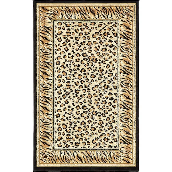 Wildlife Cheetah Light Brown 3' 3 x 5' 3 Area Rug