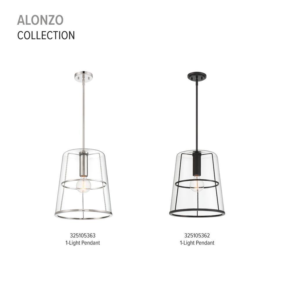Alonzo Matte Black Glass Pendant Light, 16.5"