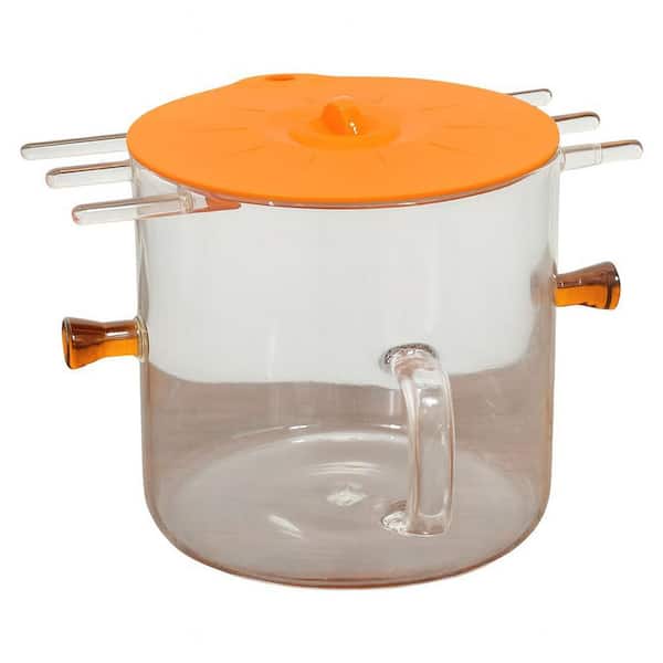 2-Piece Round Glass Microwave Bacon Cooker with Silicone Cover, Heat-Resistant Borosilicate for Oven, Stove