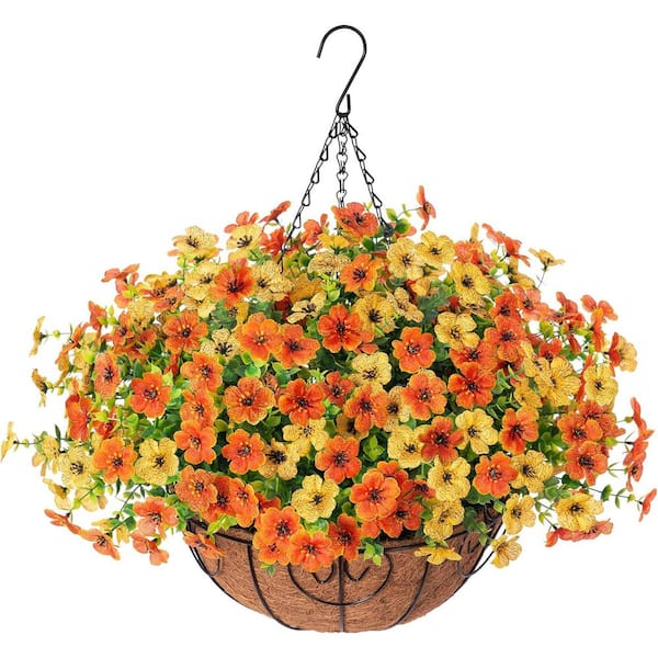 Unbranded 13.8 in. Yellow Outdoor Artificial Daisy in Basket Garden Decoration