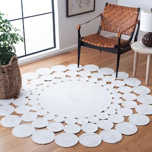 Cape Cod Ivory Doormat 3 ft. x 3 ft. Braided Circles Round Area Rug