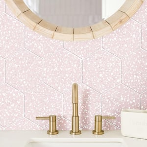 Venice Hex Pink 8-5/8 in. x 9-7/8 in. Porcelain Floor and Wall Tile (11.5 sq. ft./Case)